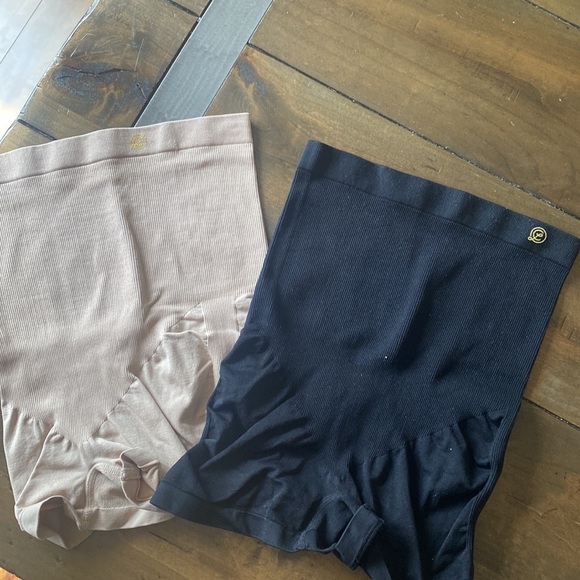 Set of two shapewear girdles nude tan and black high waist slimming size L - Picture 2 of 4